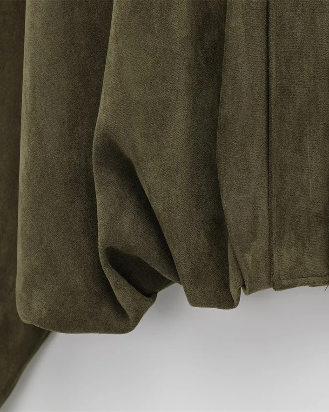 Stijlvolle Olijfgroen Faux Suede Jas met Kraag voor Dames