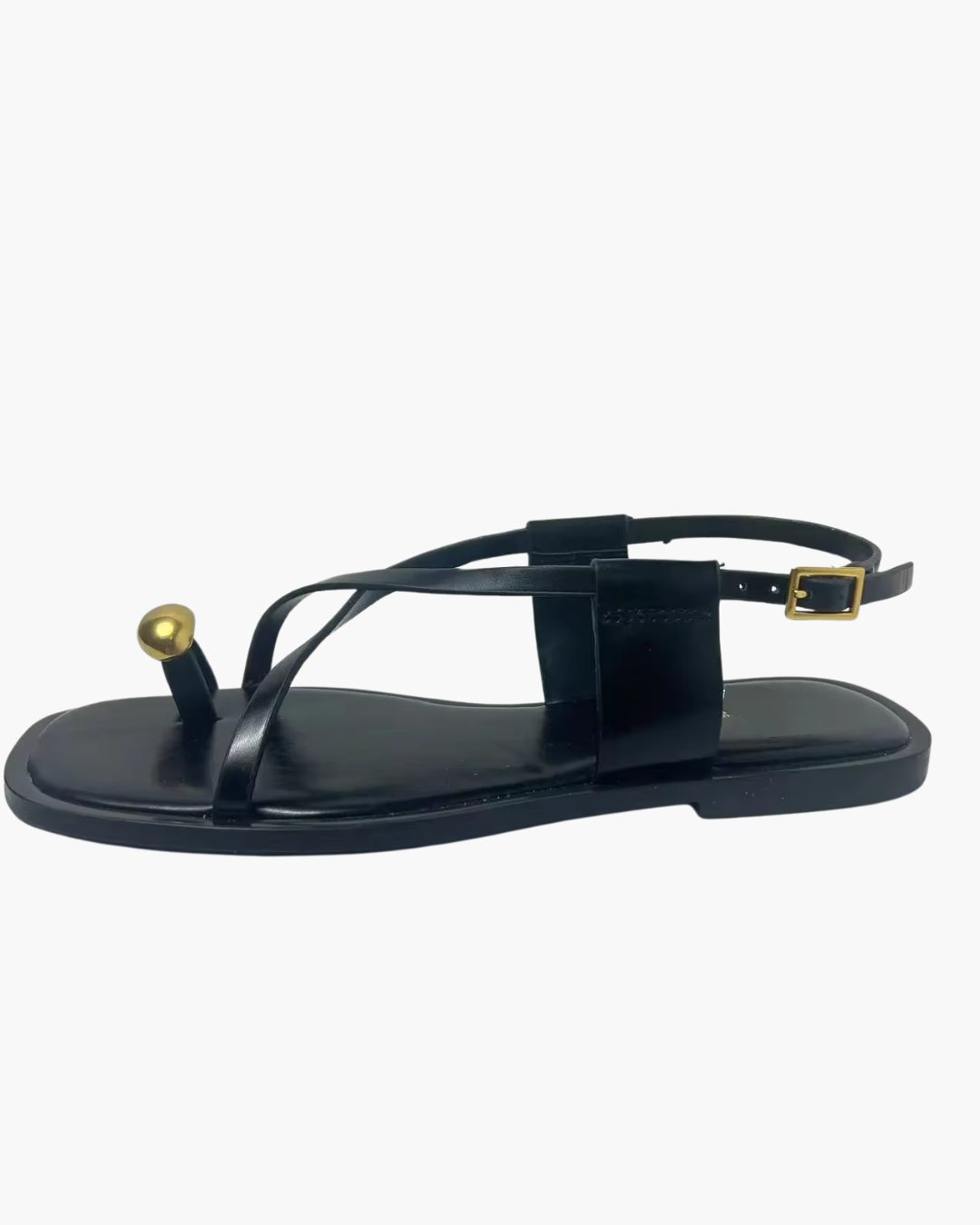 Zwarte Platte Sandalen met Bandjes voor Dames