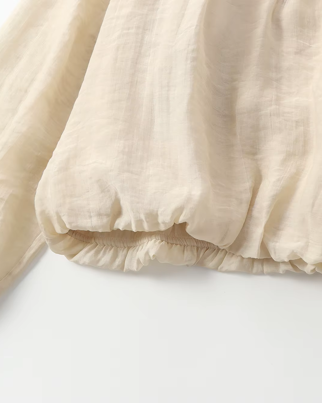 Vintage O-hals Blouse met Rits en Ballonmouwen voor Dames