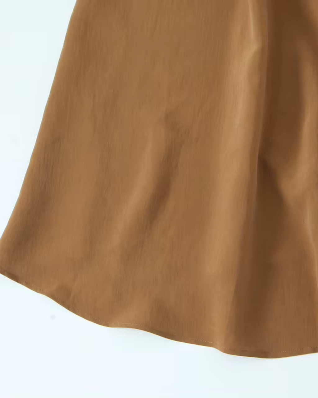 Bruine Zomerse Rimpel Sling Midi Jurk met V-hals voor Dames