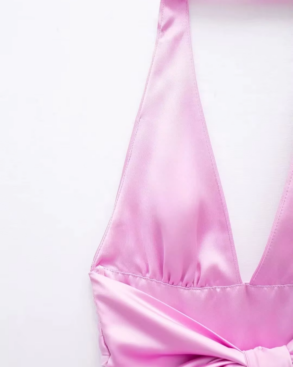 Satijnen Halter Mini-Jurk met Rugstrik voor Dames