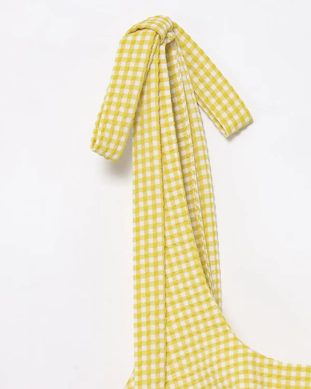 Gele Geruite Jurk met Vierkante Hals, Open Rug & Strikdetail voor Dames