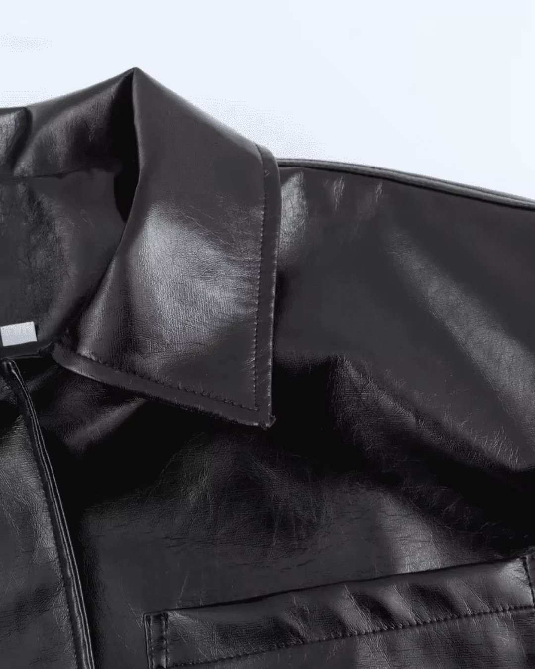 Stijlvolle Zwarte Diervriendelijke Leren Jas voor Dames