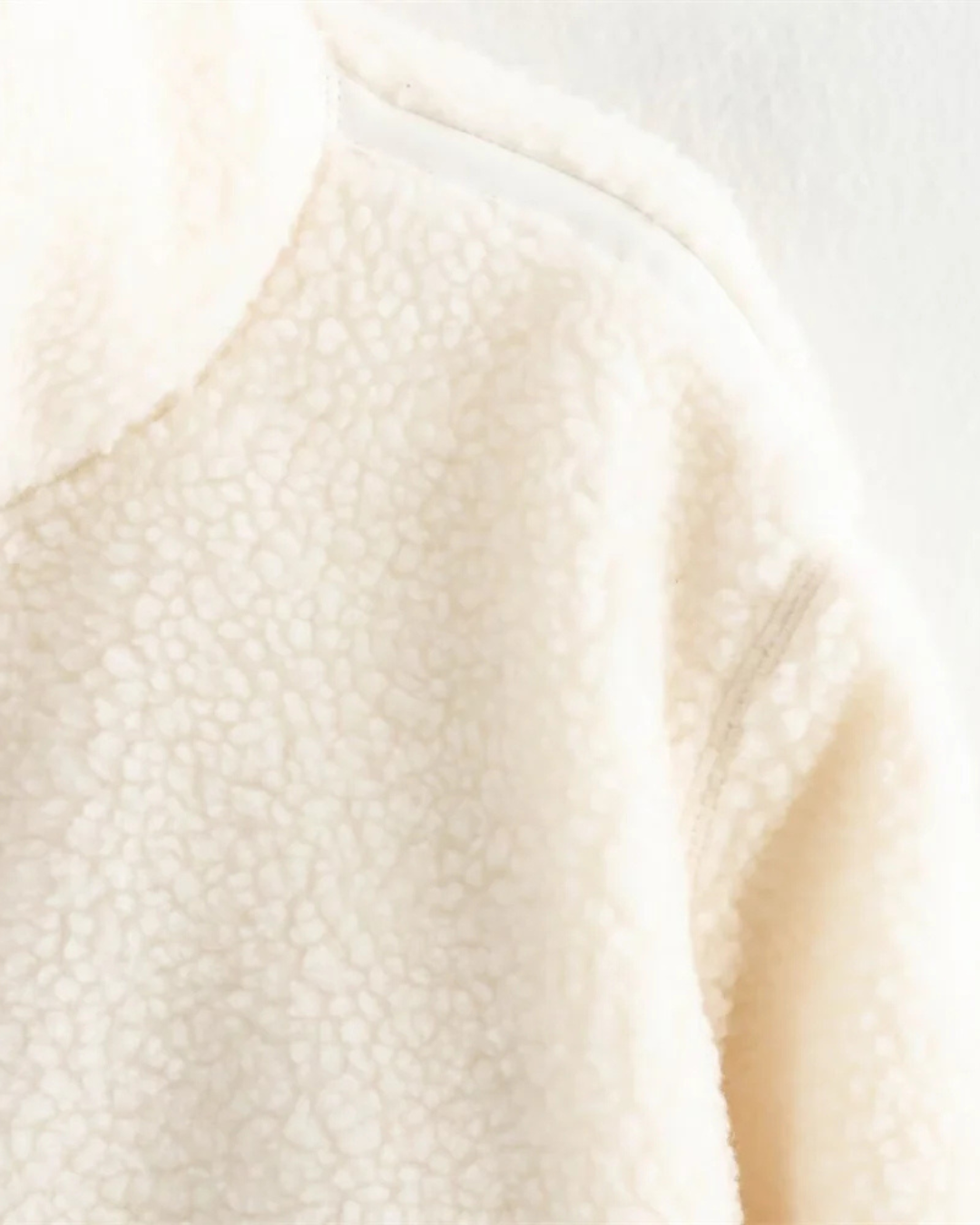 Effen Oversized Teddy Fleece Jas met O-hals voor Dames