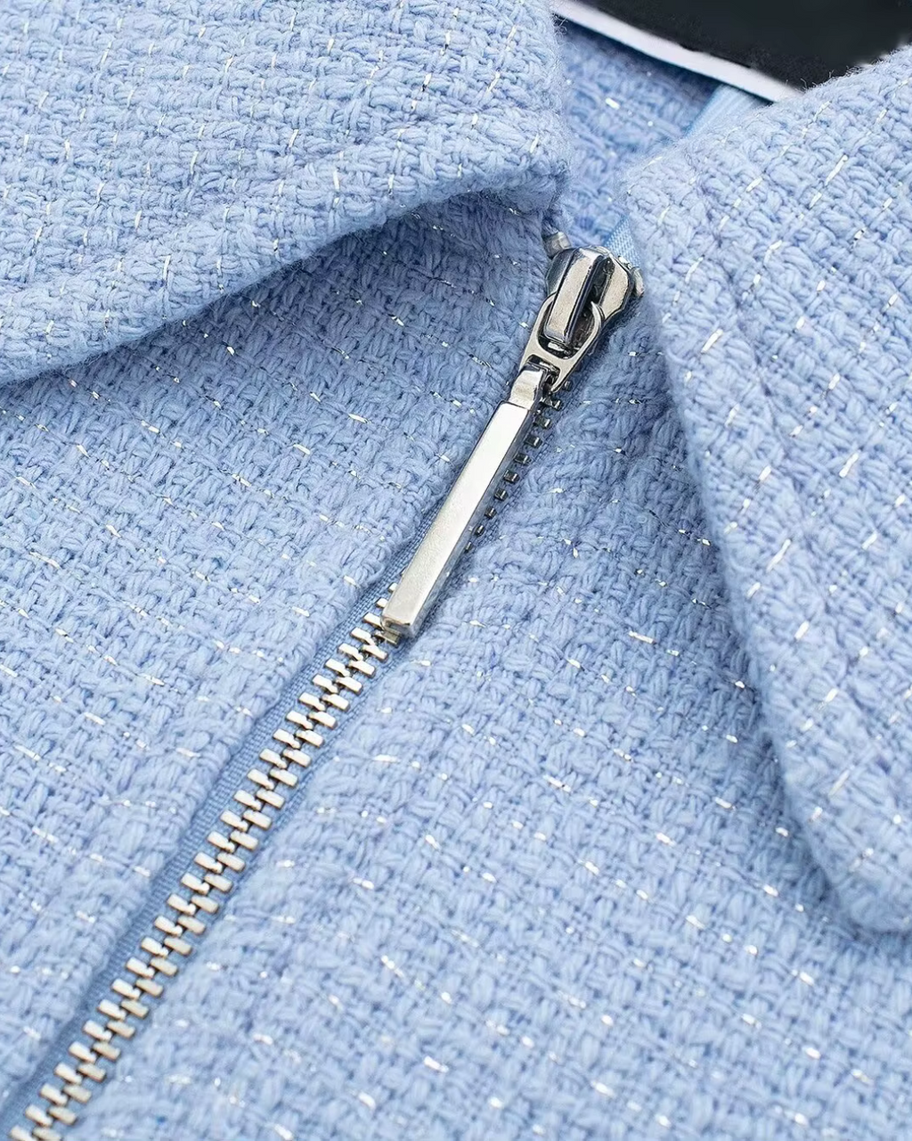 Chique Korte Jas met Rits en Zakken in Blauw voor Dames