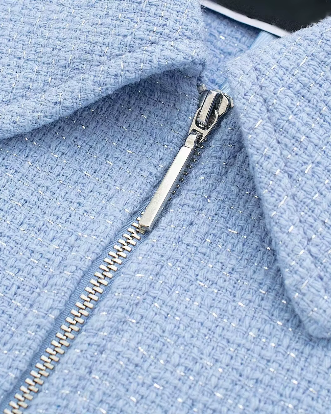 Chique Korte Jas met Rits en Zakken in Blauw voor Dames