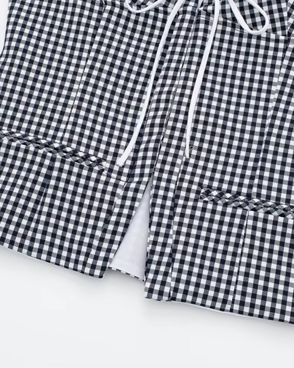 Geruite Camisole Corset Top met Strik voor Dames