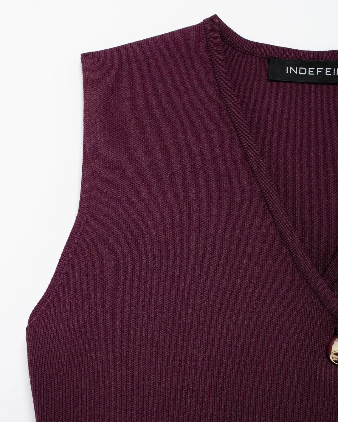 Bordeaux Rode Set met V-hals Vest en Hoge Taille Rok voor Dames