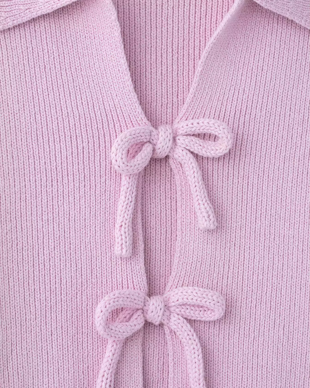 Gebreide Korte Top met Strik en Revers voor Dames