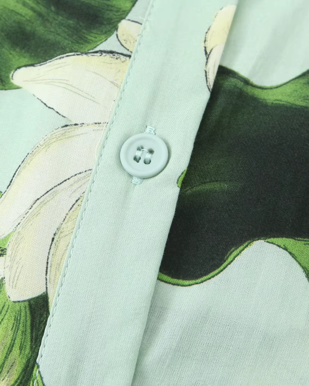 Bedrukte Knopenjurk met Gordel en Lotusprint voor Dames