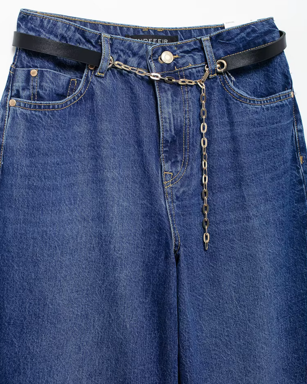 Tweedelige Denim Set met V Hals Top en Broek voor Dames