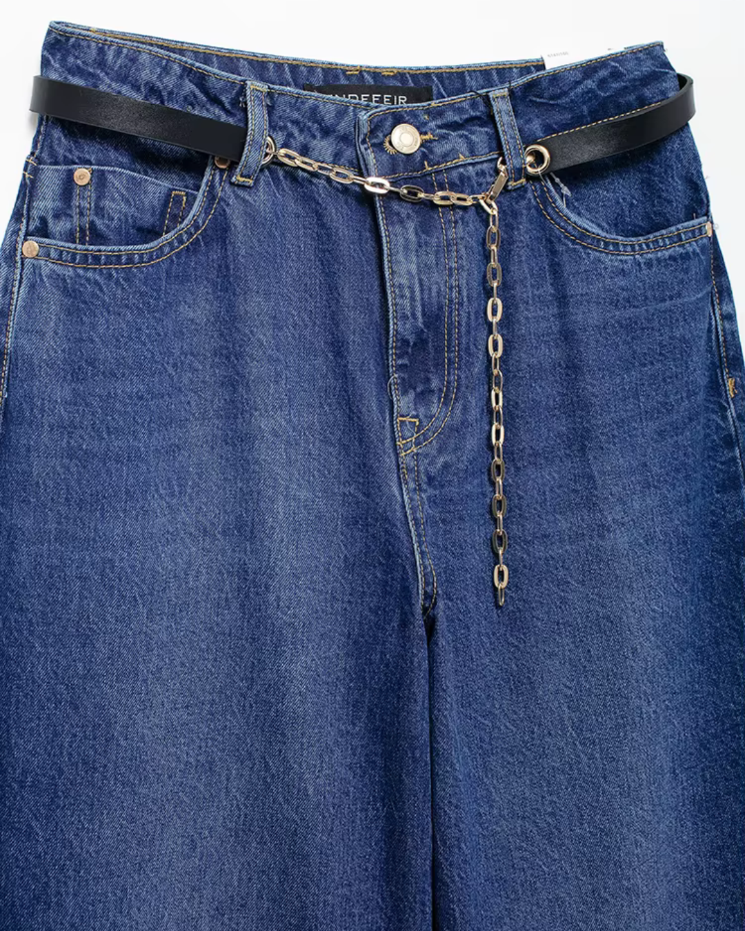 Tweedelige Denim Set met V Hals Top en Broek voor Dames