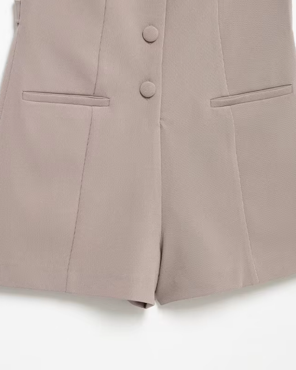 Mouwloze Speelpakje met O Hals en Rits Kaki voor Dames