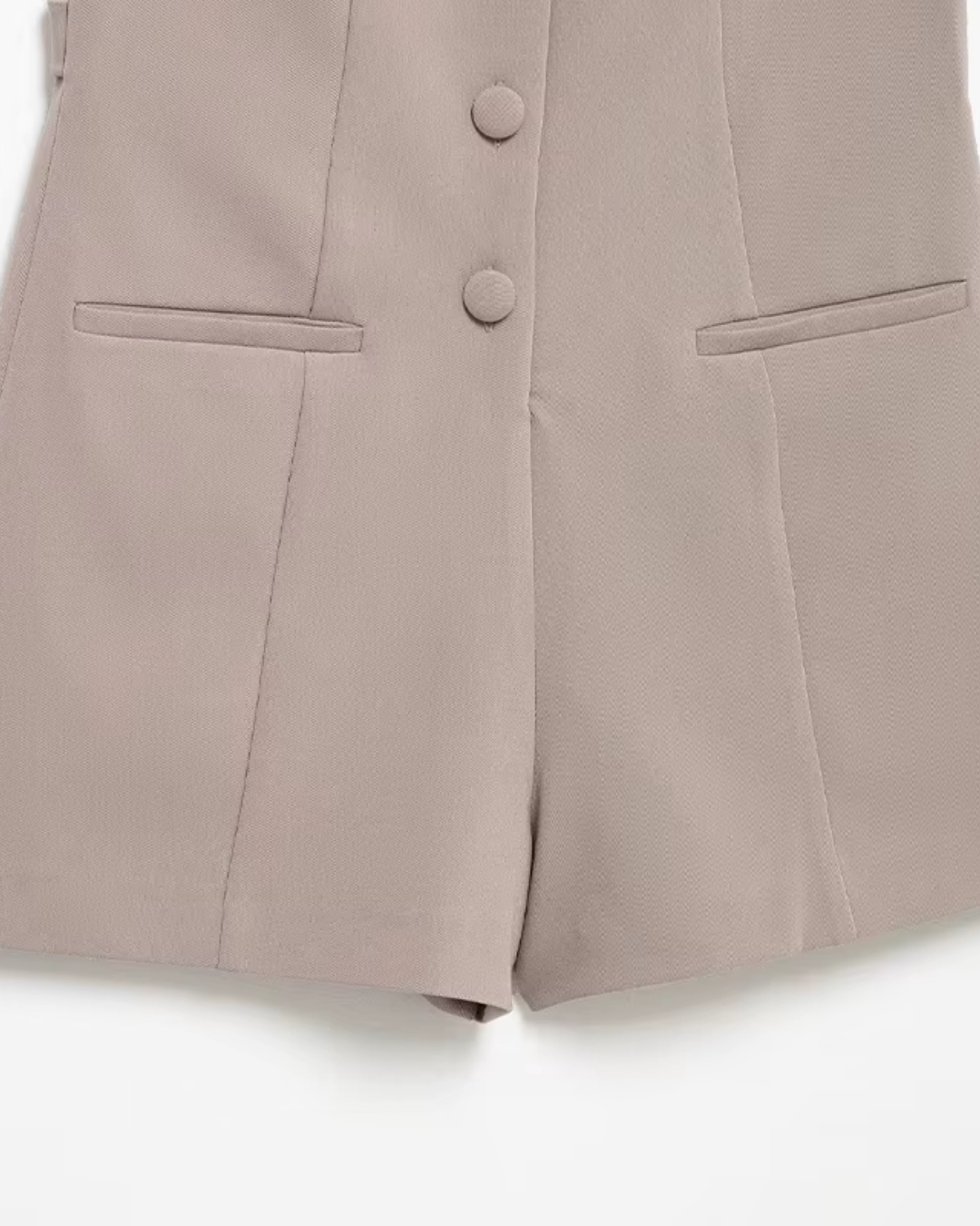 Mouwloze Speelpakje met O Hals en Rits Kaki voor Dames