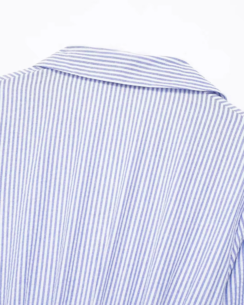 Blauw Gestreepte Shirt Jurk met Riem en Lange Mouwen voor Dames