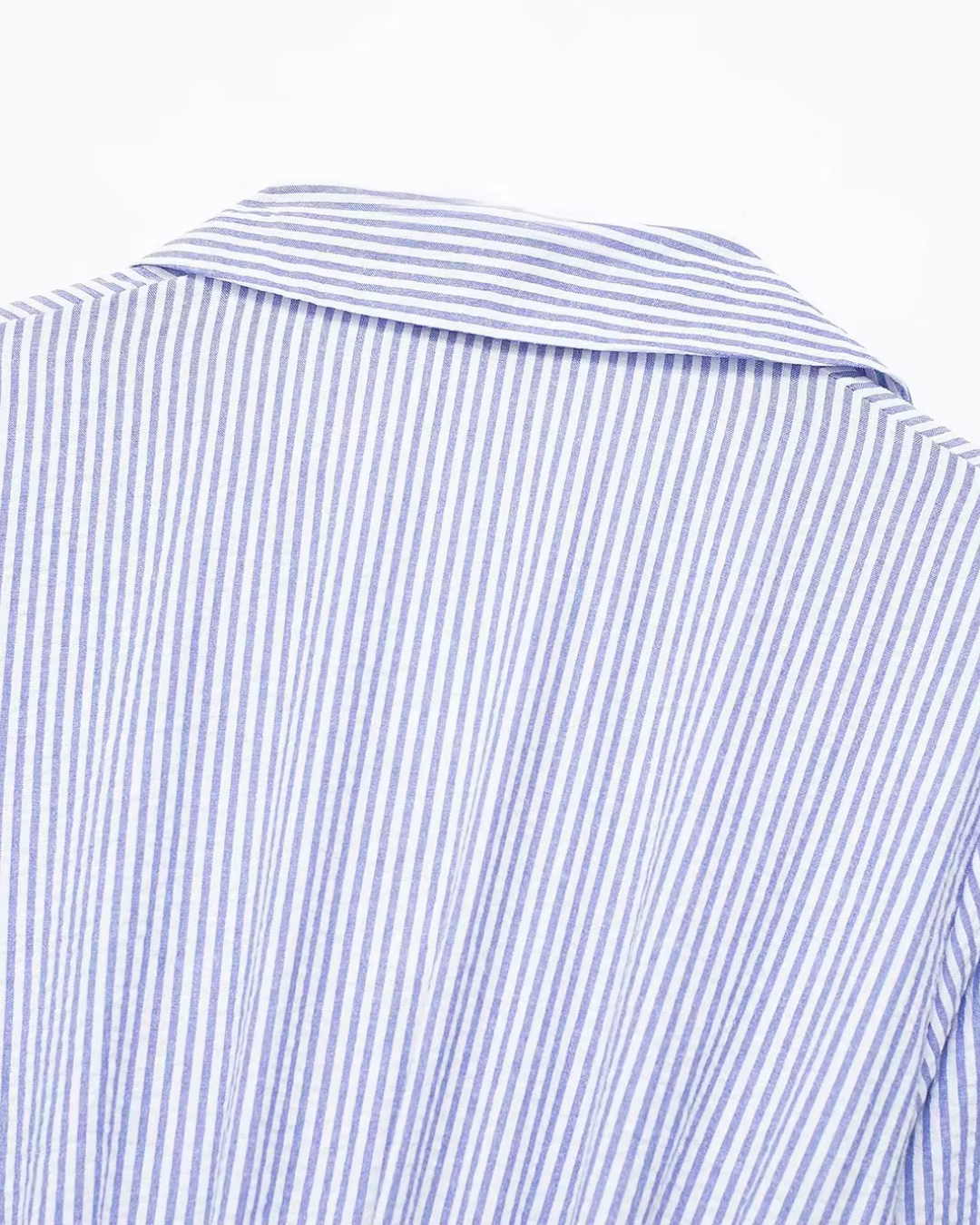 Blauw Gestreepte Shirt Jurk met Riem en Lange Mouwen voor Dames