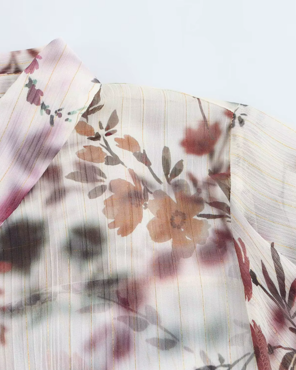Vintage Bloemenprint Blouse met Flare Mouw voor Dames