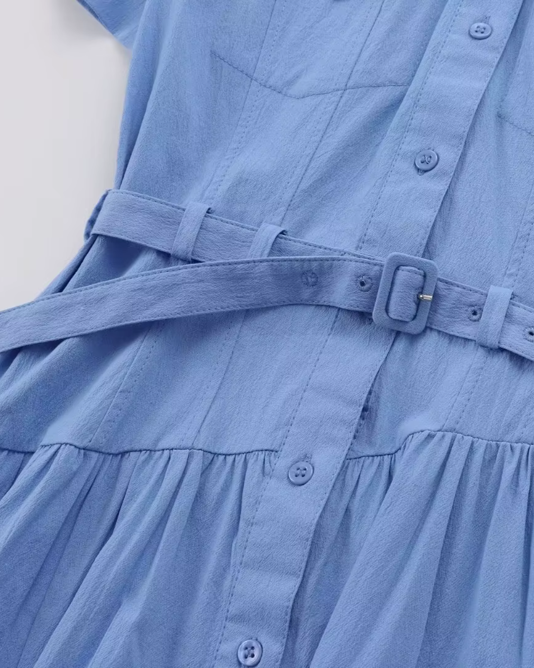 Lange Maxi Jurk met Kraag en Borstzakken met Riempje voor Dames