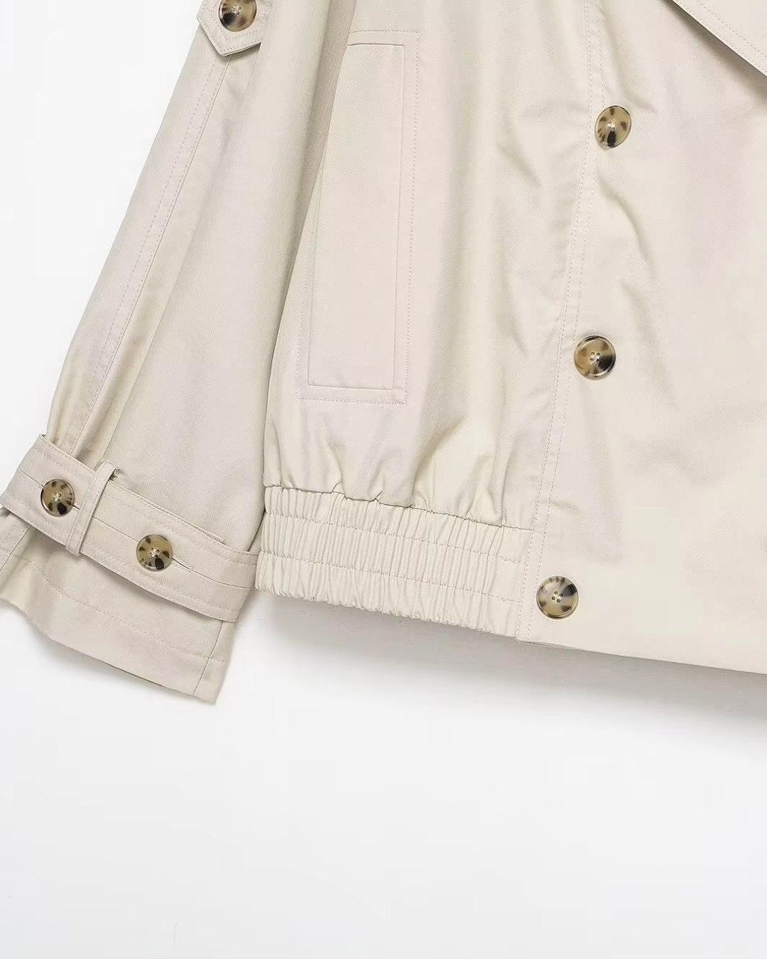 Korte Herfst Trenchcoat met Bontkraag voor Dames