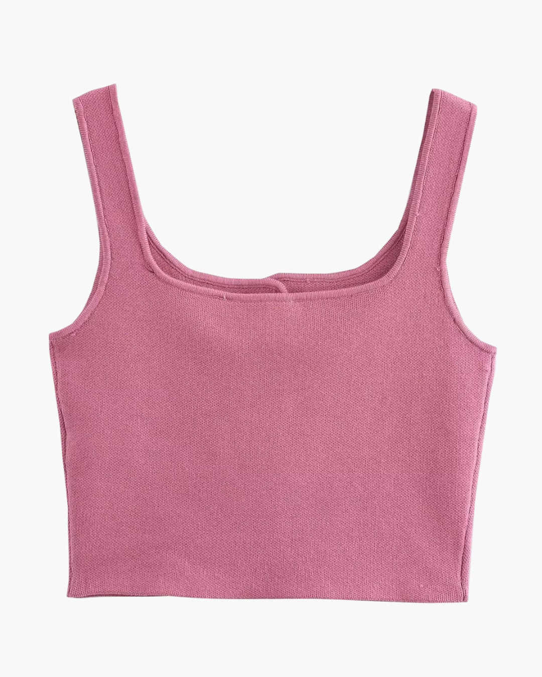 Roze Gebreide Korte Tanktop met Smalle Bandjes voor Dames
