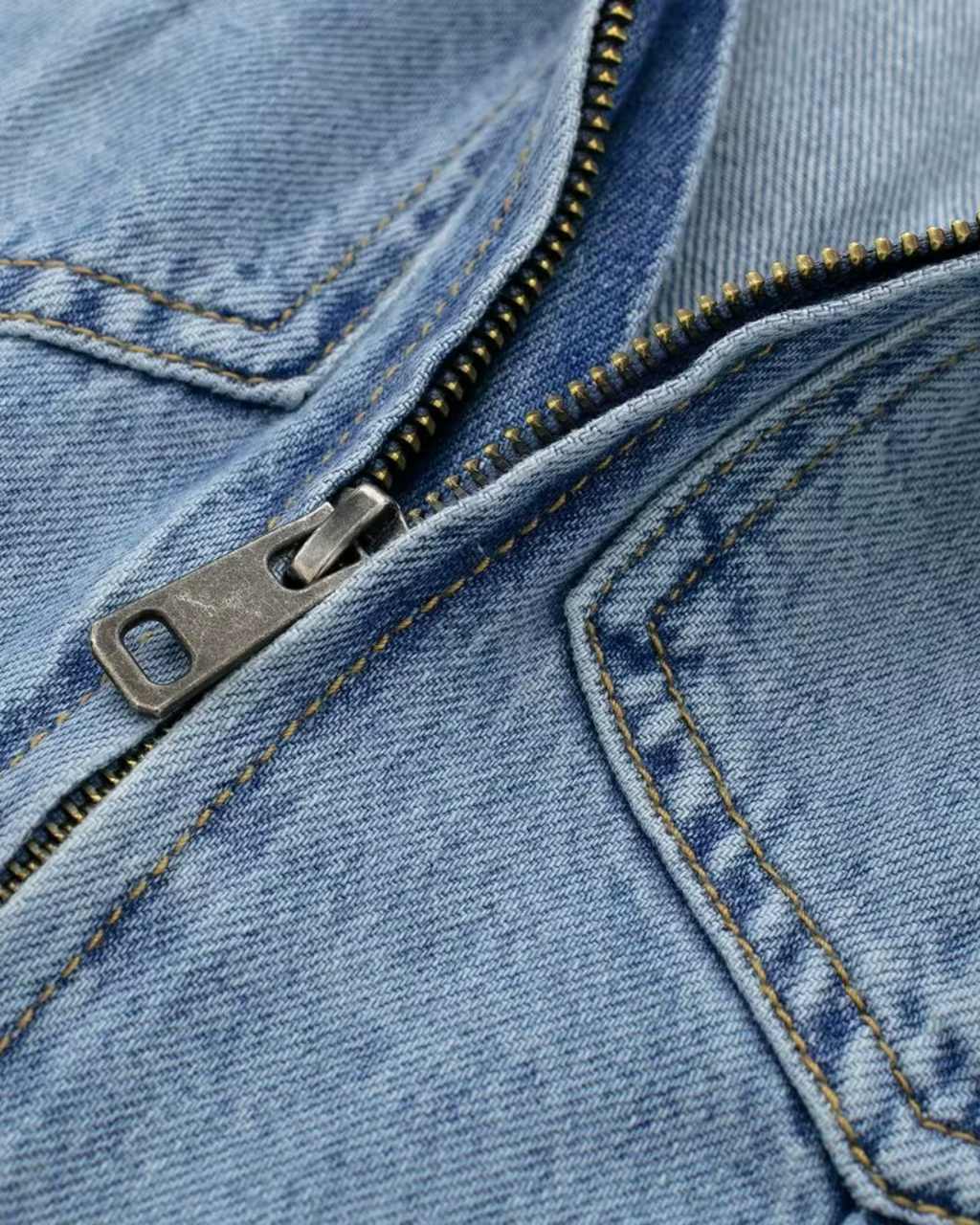 Vintage Blauwe Denim Jumpsuit met Ritssluiting voor Dames