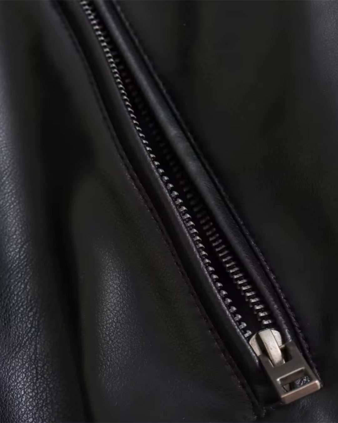 Korte Kunstleren Zwarte Motorjas Voor Dames