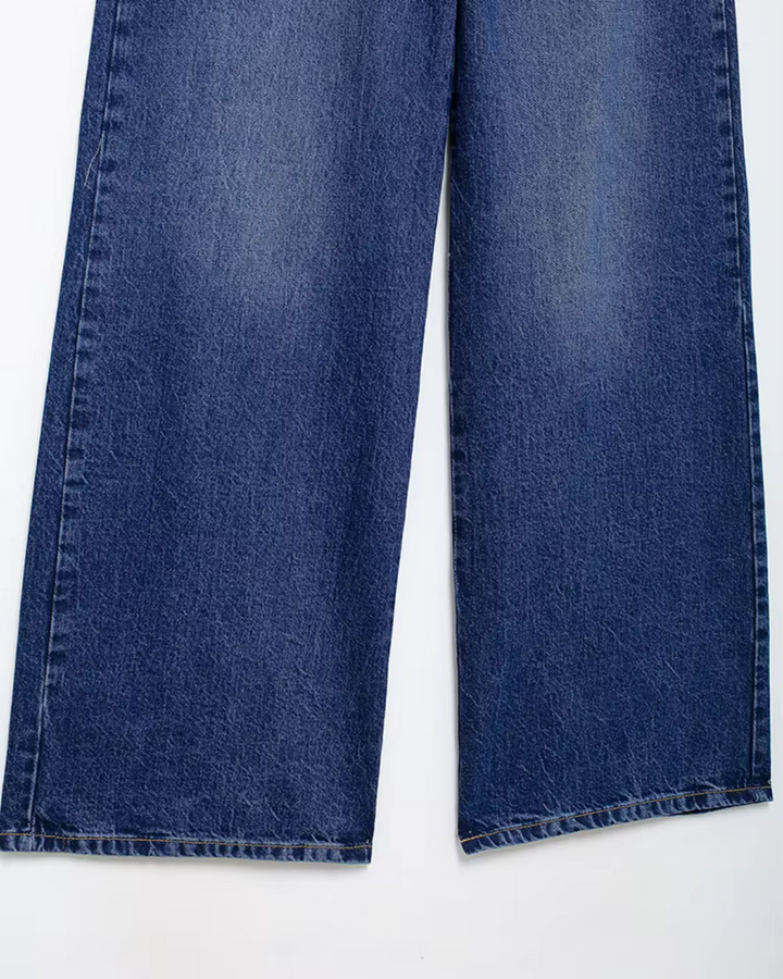Tweedelige Denim Set met V Hals Top en Broek voor Dames