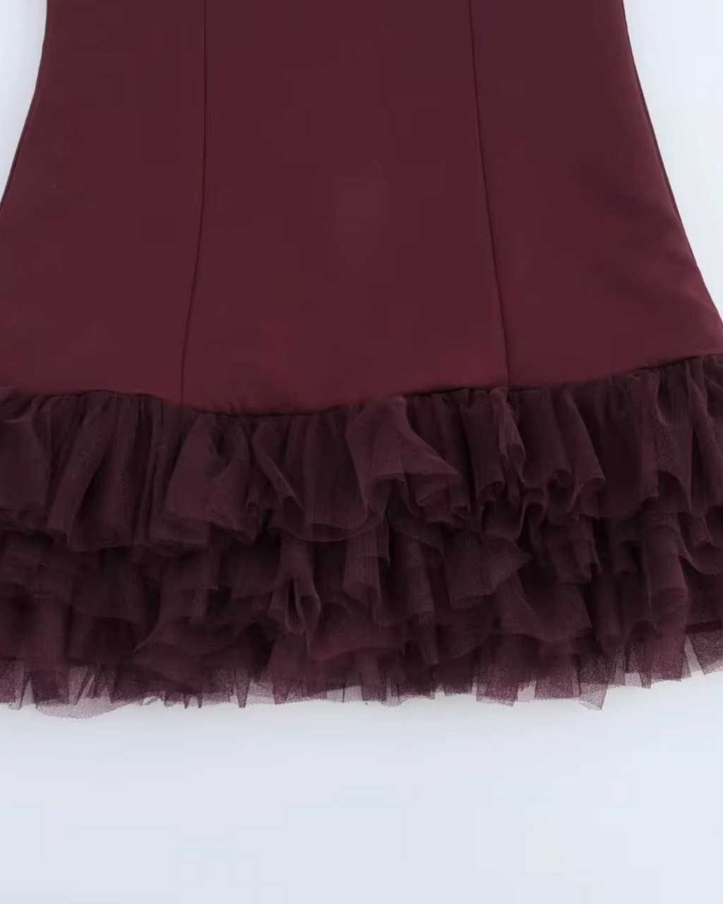 Korte Mouwloze Jurk met Tule Splicing en Ronde Hals voor Dames