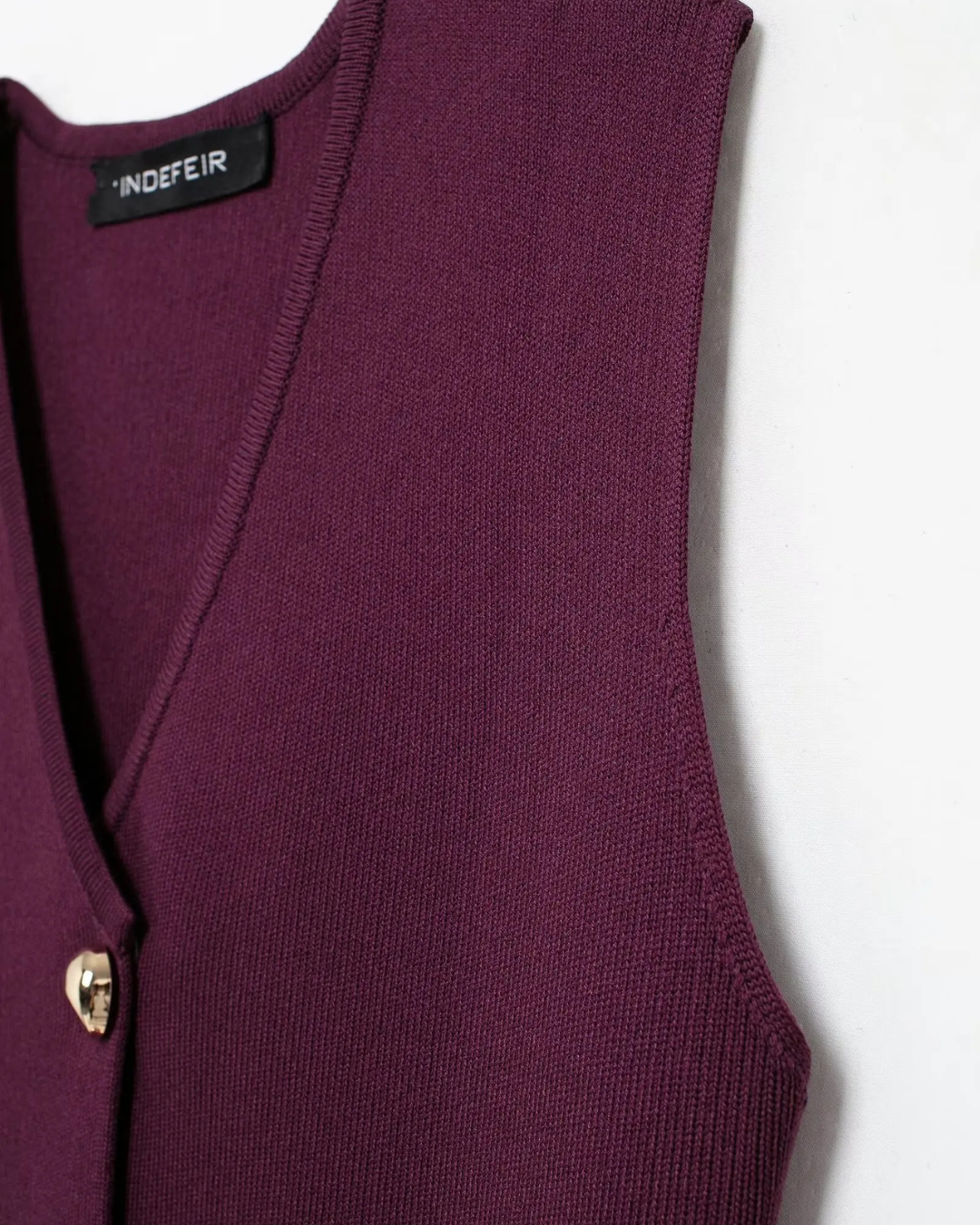 Bordeaux Rode Set met V-hals Vest en Hoge Taille Rok voor Dames