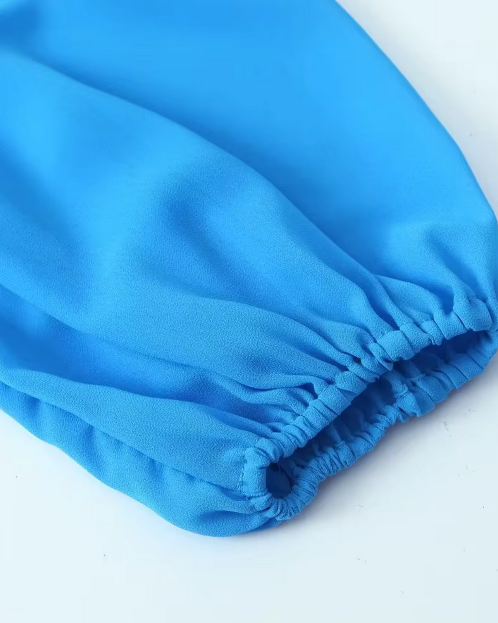 Chiffon V-Hals Jurk met Lantaarnmouwen en Ruches voor Dames