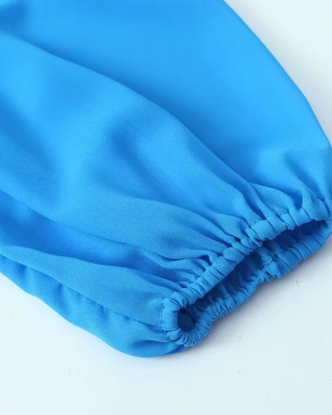 Chiffon V-Hals Jurk met Lantaarnmouwen en Ruches voor Dames