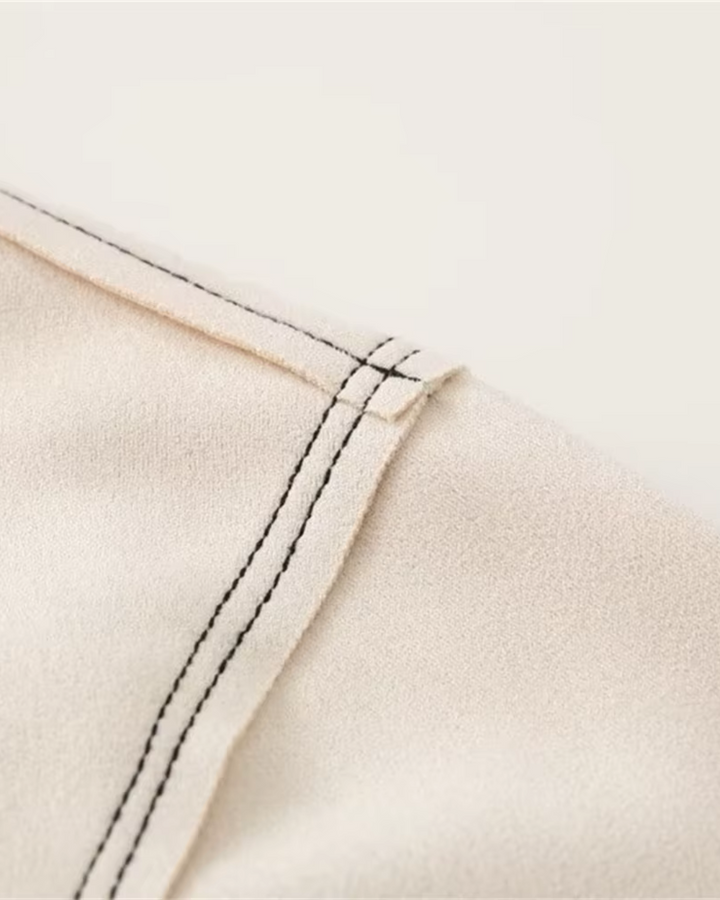 Stijlvolle Suède Look Jas met Kleurcontrast voor Dames