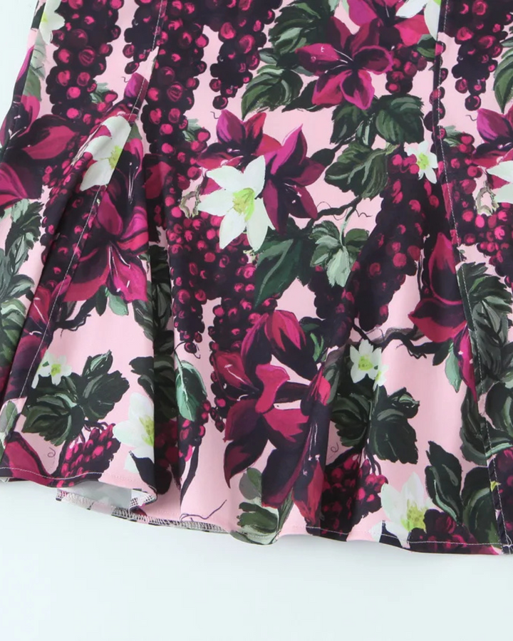 Paarse Bloemenprint Cami Jurk met Corsetlook voor Dames