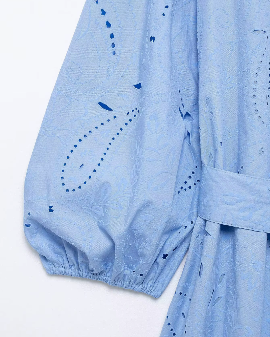 V-hals Korte Jurk met Riem en Borduursel voor Dames