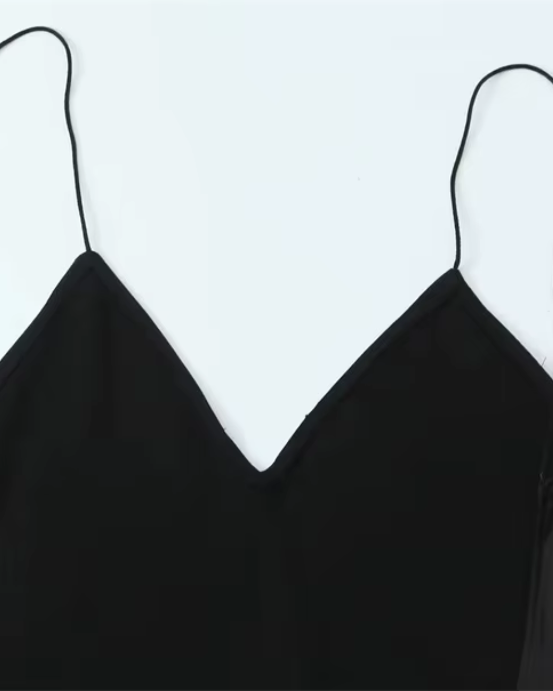 Satijnen Lange Zwarte Jurk met Spaghetti Bandjes voor Dames