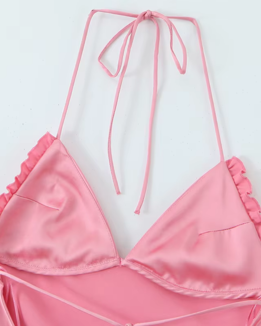 Roze Satijnen Halter Jurk Backless voor Dames