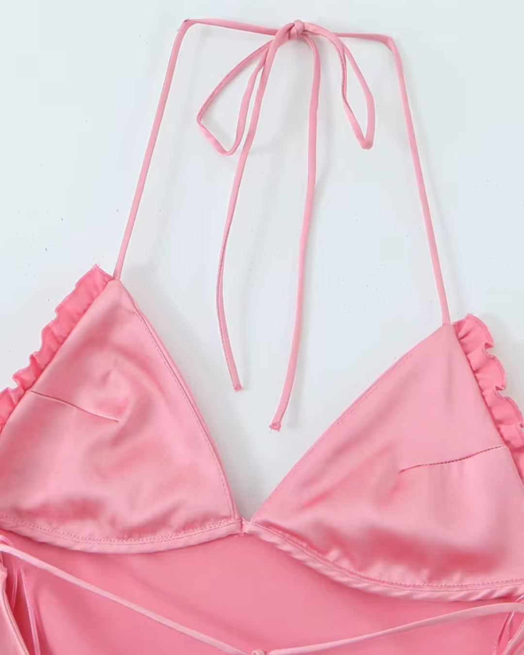 Roze Satijnen Halter Jurk Backless voor Dames