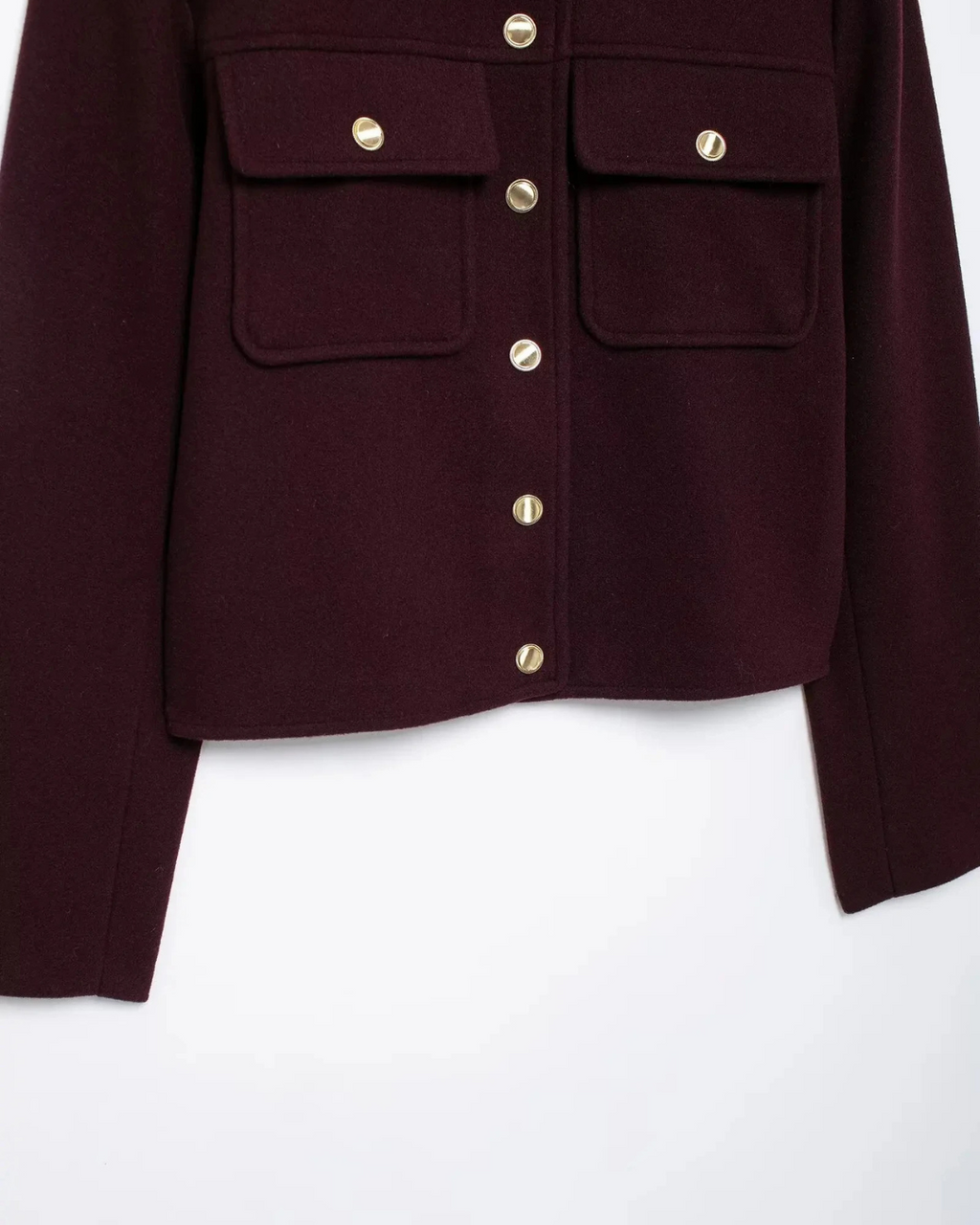 Bordeaux Rode Streetstyle Jas met Revers en Zakken voor Dames