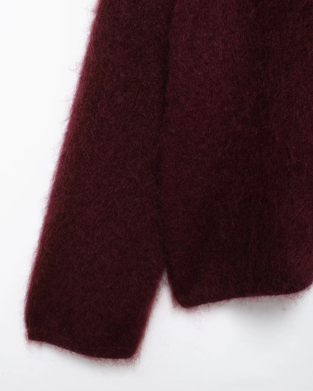 Bordeaux Rode Warme Losse Fuzzy Trui voor Dames