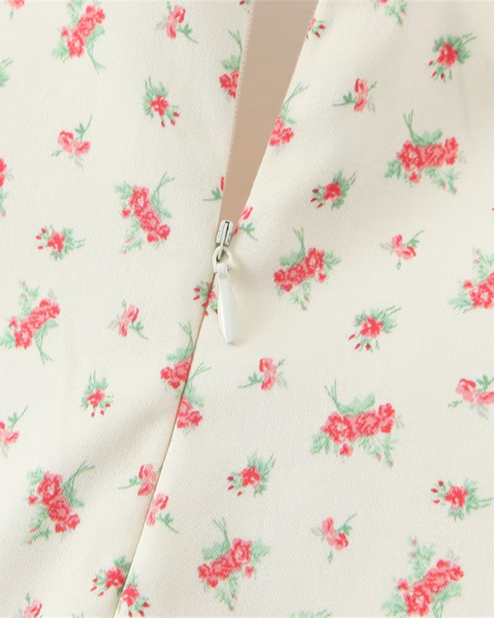 Korte Jurk met Vierkante Kraag en Bloemenprint voor Dames