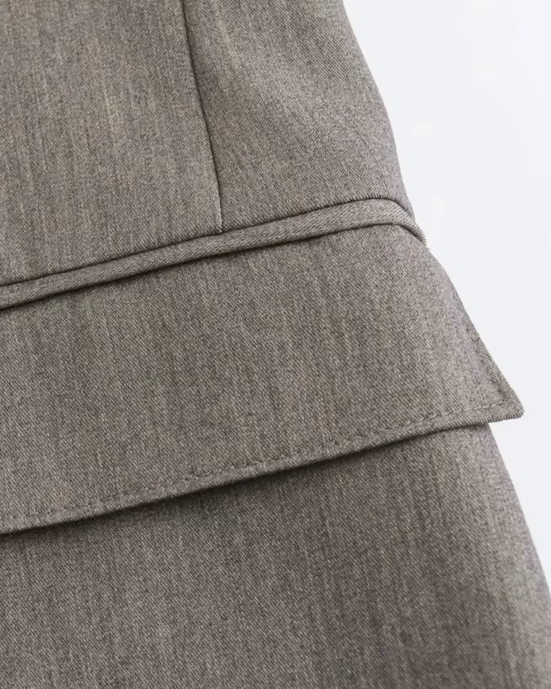 Vintage Office Grijze Blazer en Broek Set voor Dames