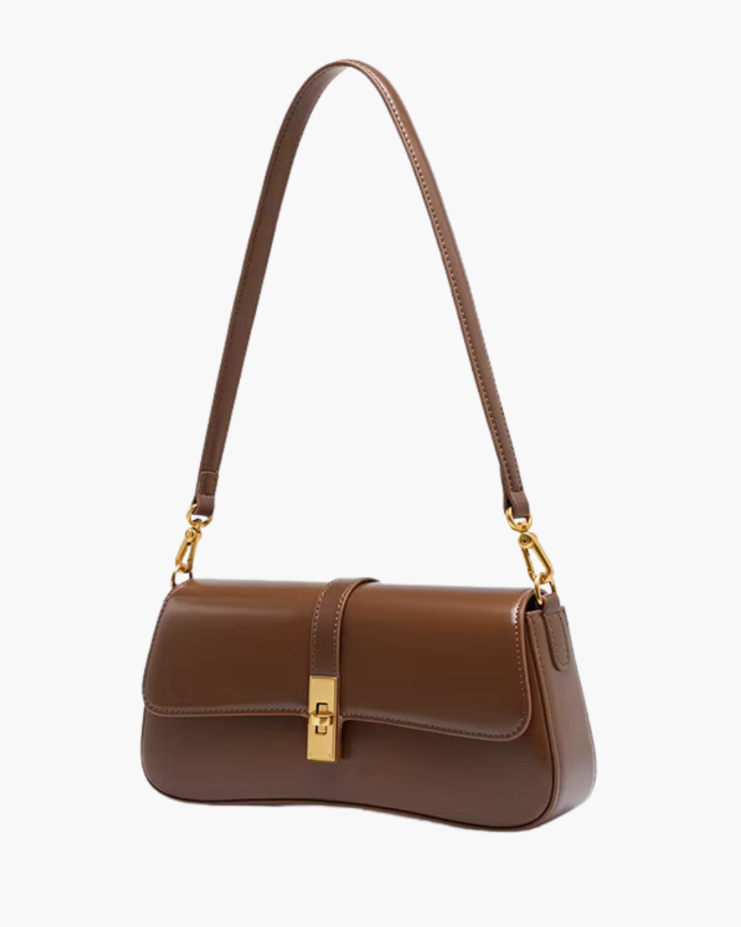 Bruine Leren Schoudertas voor Dames