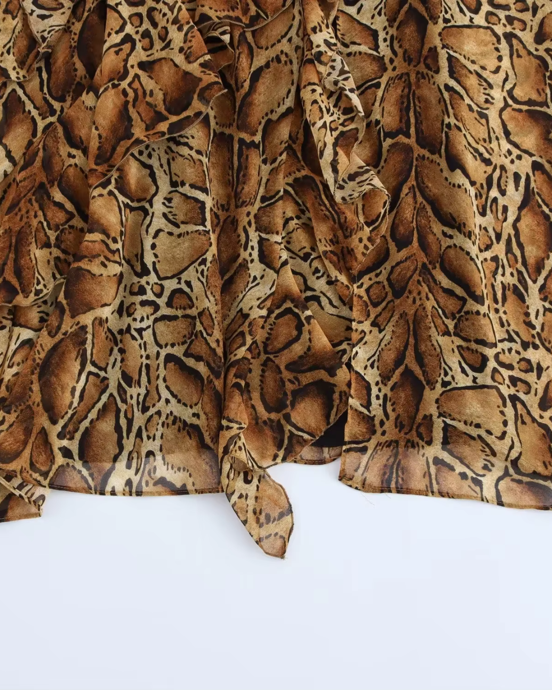 Schuine V-Hals Dierenpatroon Midi Jurk voor Dames