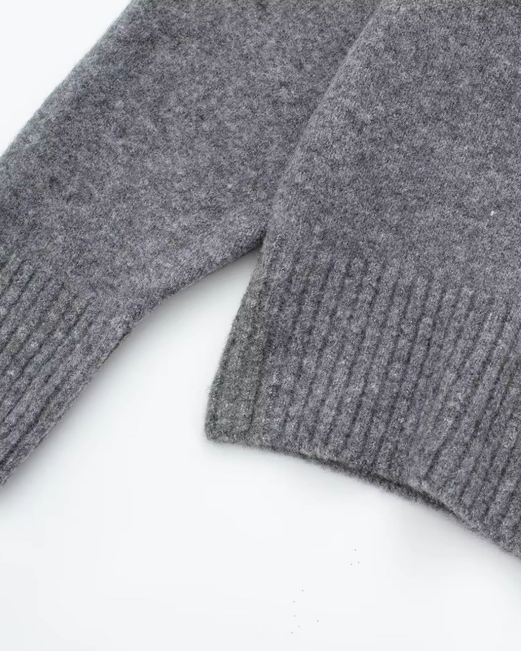 Oversized Gebreide Trui Dames – Grijze O-hals Jumper met Lange Mouw