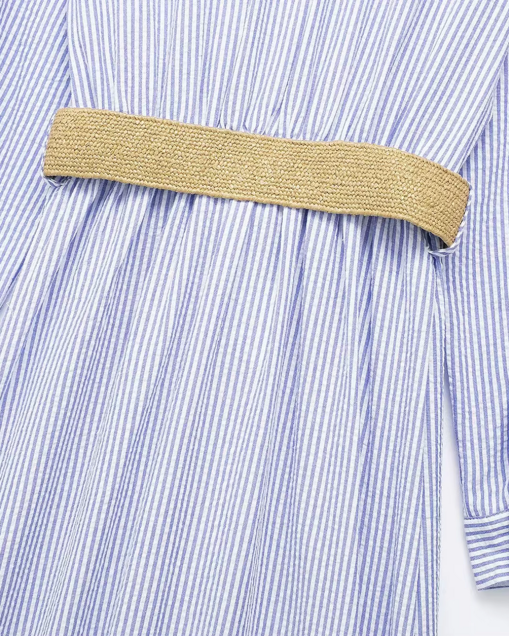 Blauw Gestreepte Shirt Jurk met Riem en Lange Mouwen voor Dames