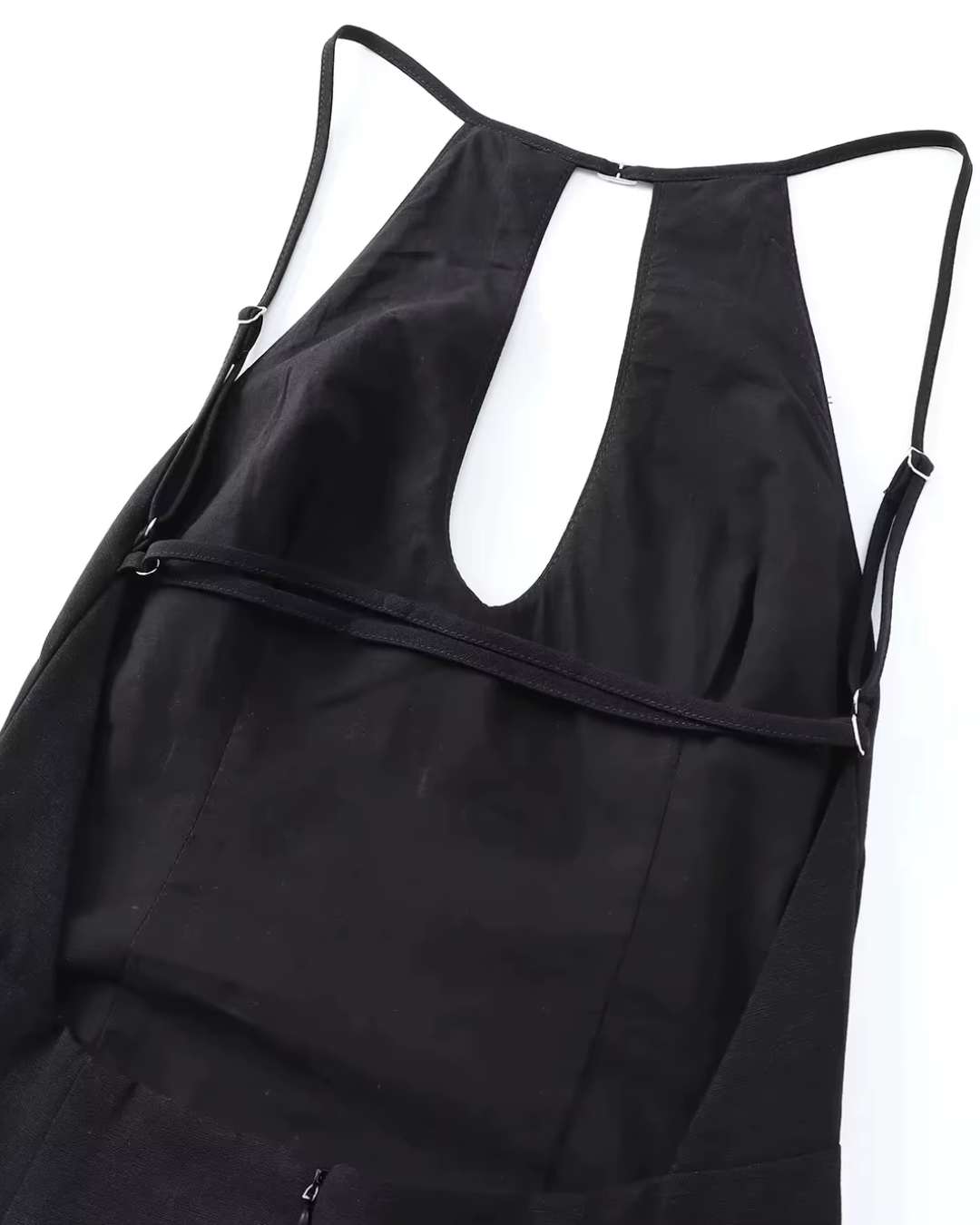 Mouwloze Open Rug Zwarte Halter Mini Jurk voor Dames