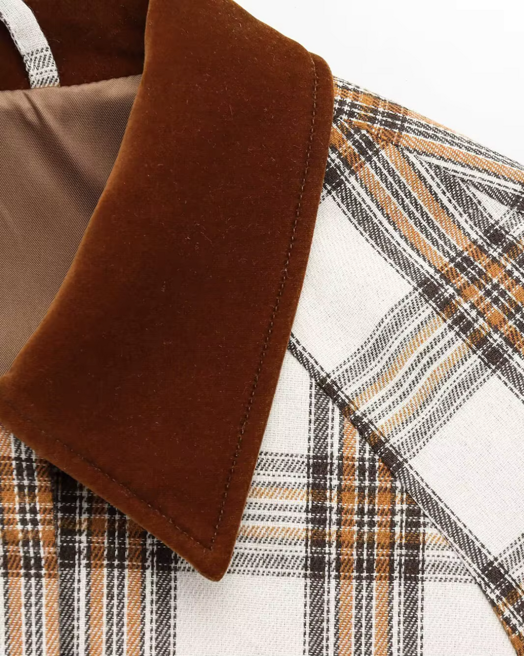 Voorjaarsjas met Ruiten en Lange Mouwen met Kraag en Ritssluiting voor Dames