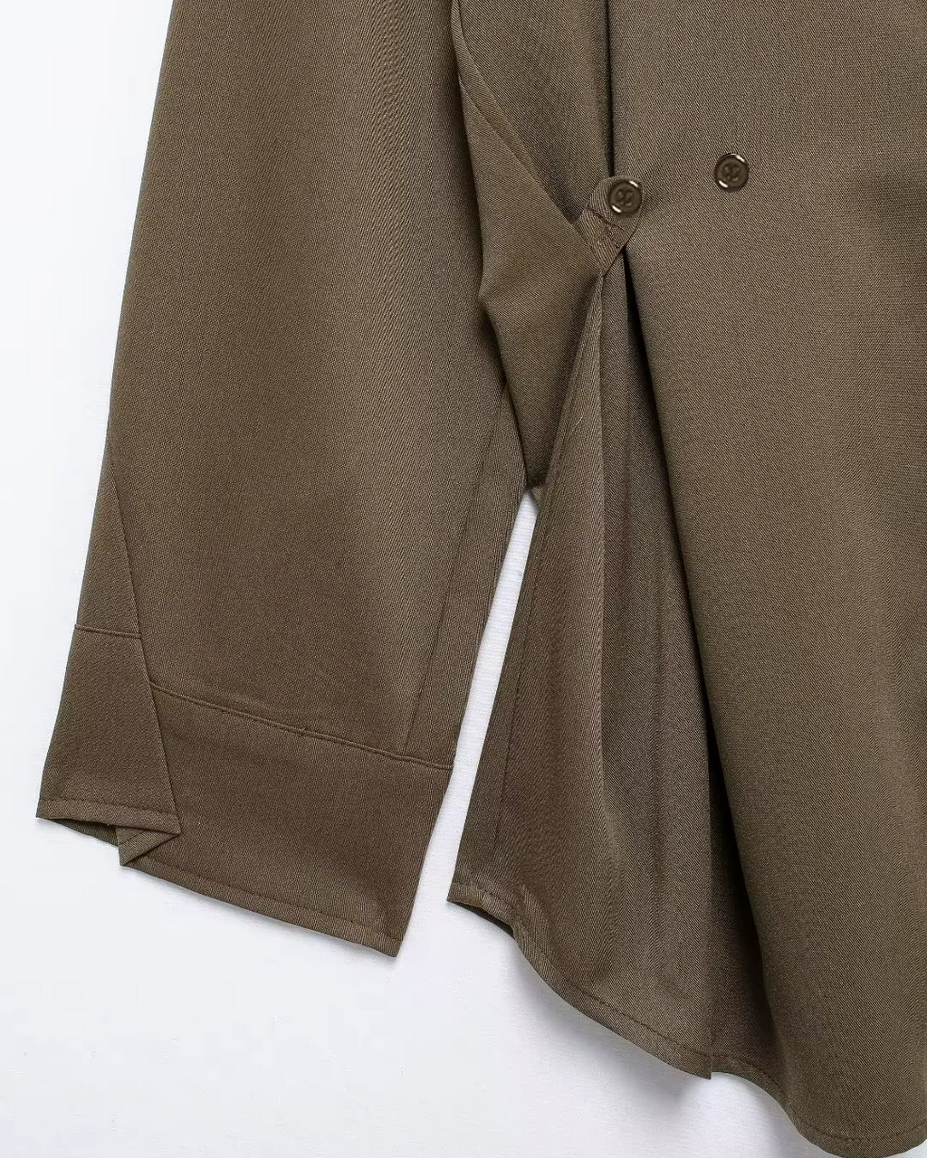 Vintage Bruine Chique Blouse met Verstelbare Knopen voor Dames