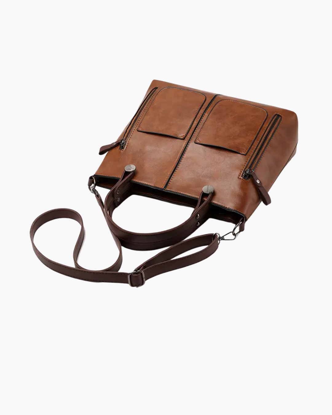 Vintage Schoudertas Ruime PU-Leren Tote met Meerdere Vakken