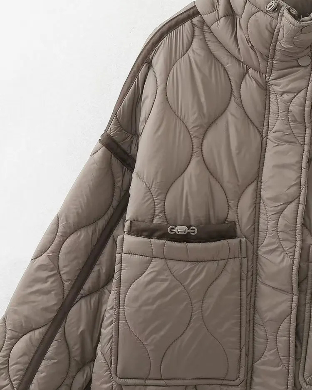 Katoenen Winterjas  met Trekkoord en Hoge Kraag voor Dames